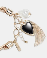 I.n.c. International Concepts Heart, Imitation Pearl & Chain Tassel Flex Bracelet, Macy's Exclusive