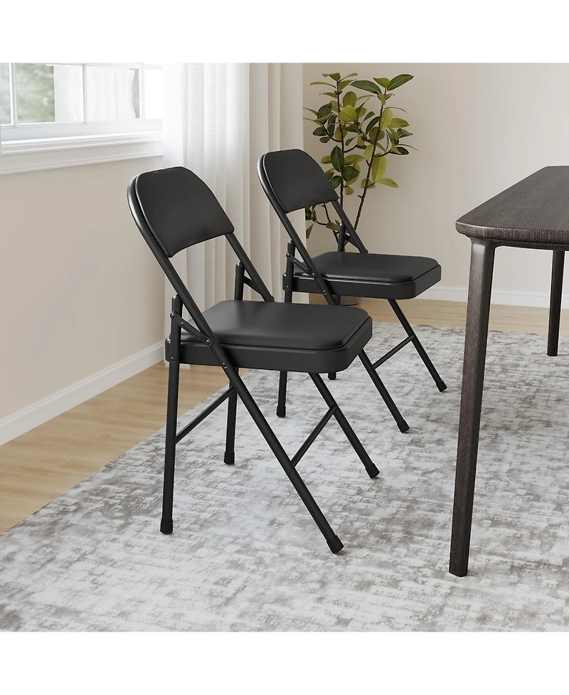 homfan Set of Folding Metal Chairs with Padded Seats and Backs, 350 lb Capacity, Stackable