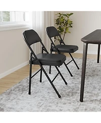 homfan Set of Folding Metal Chairs with Padded Seats and Backs, 350 lb Capacity, Stackable