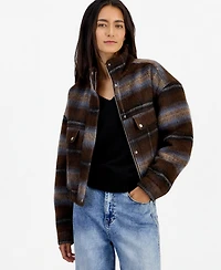 And Now This Women's Plaid Corduroy Bomber Jacket, Macy's Exclusive