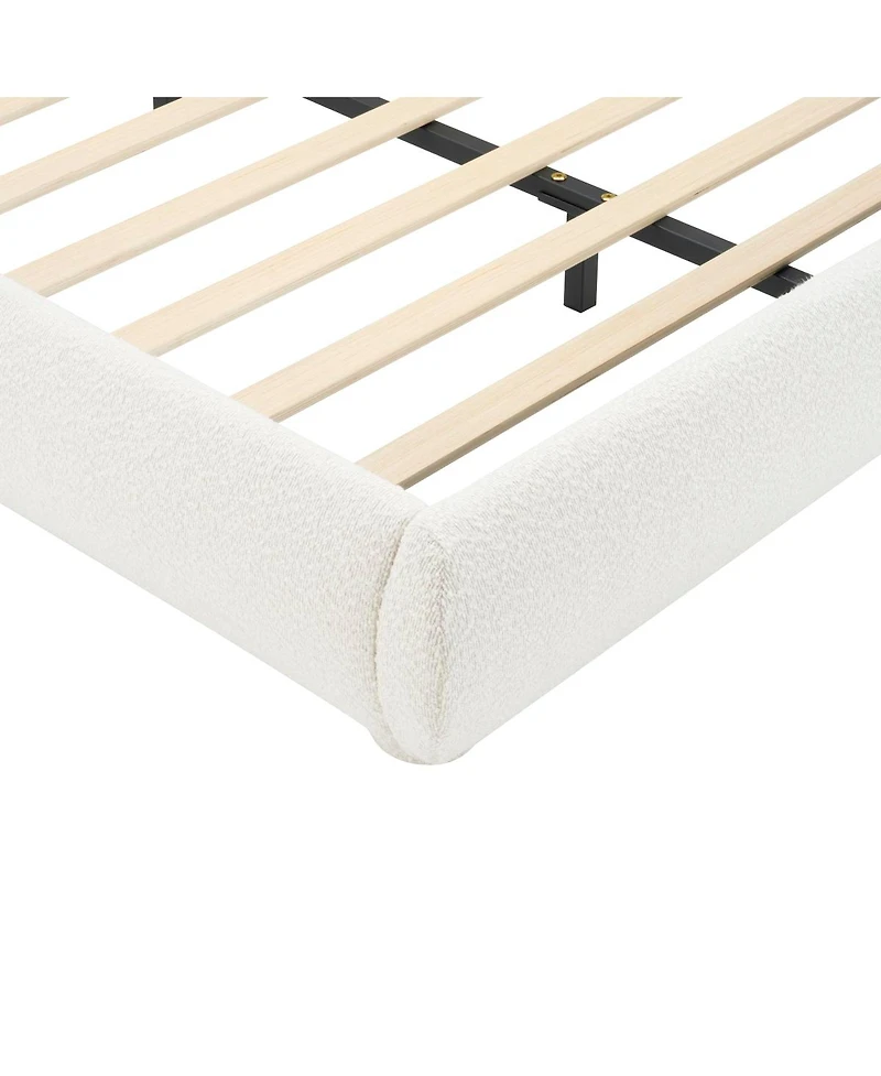 Streamdale Furniture Cream Style Fabric Upholstered Bed, Bed