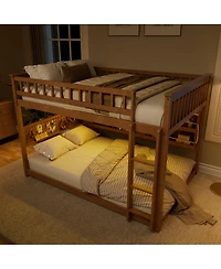 Streamdale Furniture Full over Full Bunk Bed with Shelving, Led Lights, and Pegboard