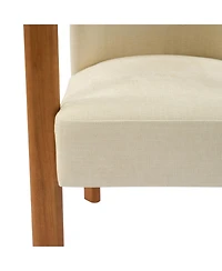 Boyel Living 2-Piece Modern Dining Armchairs, Fabric Upholstered Seat and Walnut Rubberwood Frame, Wide Seat