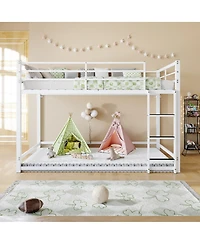 Streamdale Furniture Twin Over Twin Metal Bunk Bed with Ladder and Guardrail
