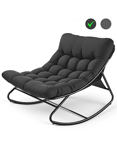 Sugift Oversized Padded Rocking Lounge Chair with Tufted Cushion, 500 lb Capacity, Indoor Outdoor Use