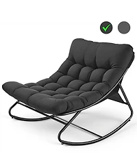 Sugift Oversized Padded Rocking Lounge Chair with Tufted Cushion, 500 lb Capacity, Indoor Outdoor Use