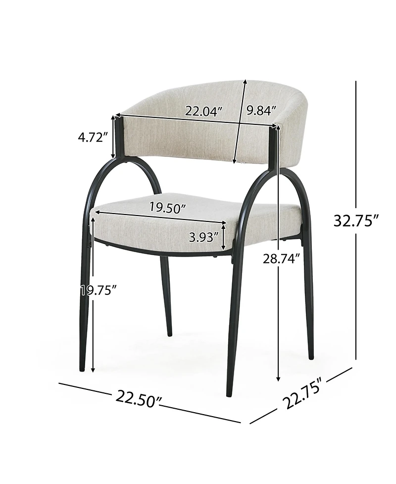 Boyel Living 2-Piece Modern Dining Chairs, Beige Upholstered Seat and Backrest, Sturdy Metal Legs, Contemporary Kitchen