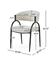 Boyel Living 2-Piece Modern Dining Chairs, Beige Upholstered Seat and Backrest, Sturdy Metal Legs, Contemporary Kitchen