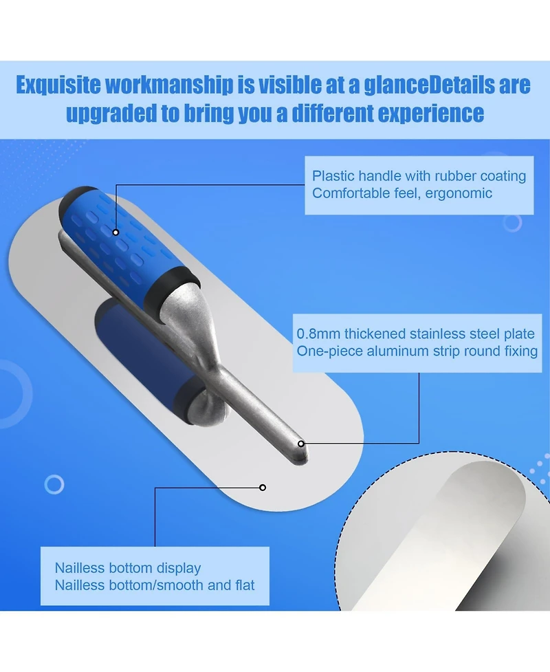 Xdovet Stainless Steel Pool Trowel Set Concrete Finishing Tools