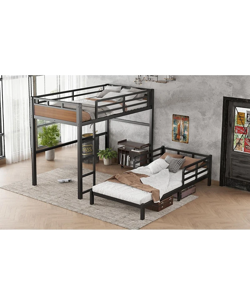 Streamdale Furniture Twin Xl over Twin Xl Metal Bunk Bed, Separable