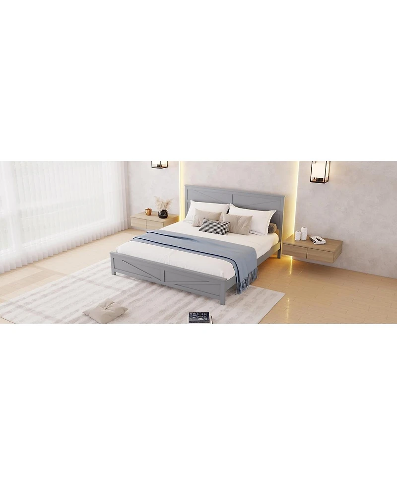 Streamdale Furniture Farmhouse King Bed with Barn Door Headboard and Footboard