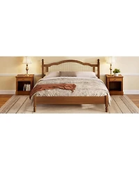 Streamdale Furniture Wooden Platform Bed with Rattan Headboard
