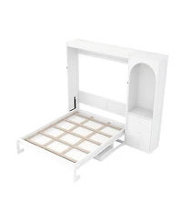 Streamdale Furniture Murphy Bed with Storage Shelf, Led Light, and 3 Drawers