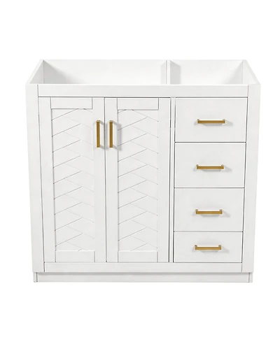 Busdays 36 Inch Bathroom Vanity without Top Sink Solid Wood Frame Freestanding Storage Cabinet with 3 Drawers, Soft Closing Doors Basin Not Included