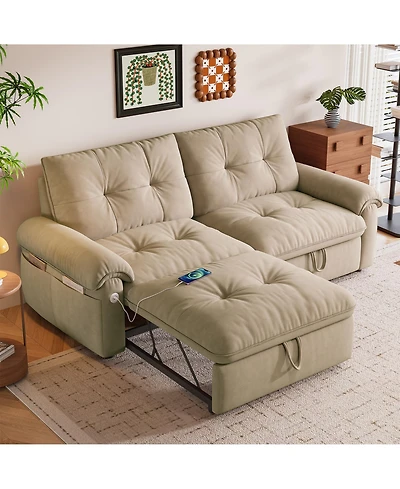 Clihome 77-Inch Convertible Sofa Bed,Made of Cloud-like Fabric, Applicable to Living Rooms, Bedrooms and Apartment