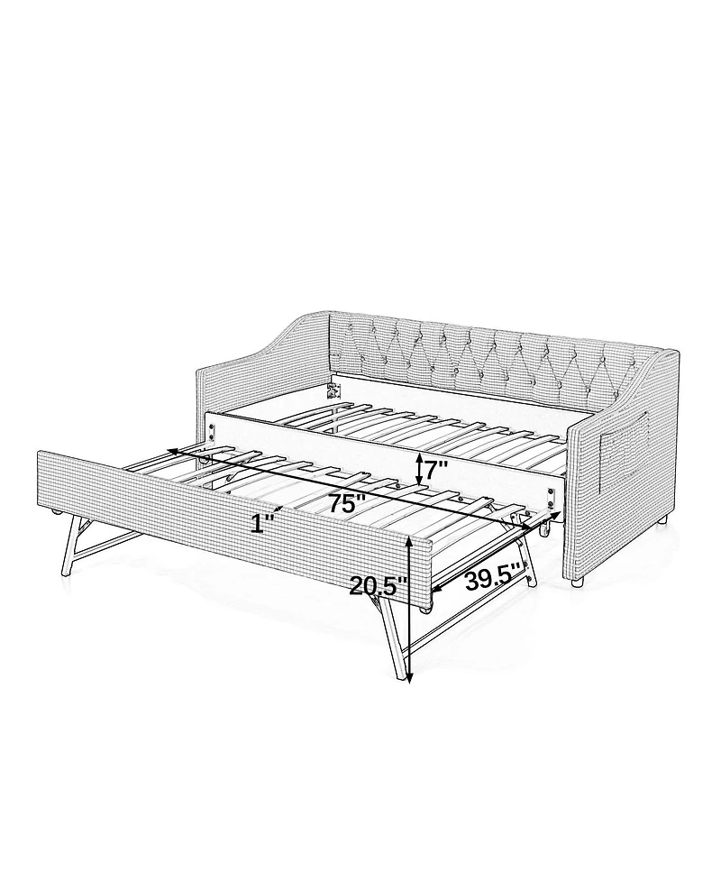 Streamdale Furniture Upholstered Twin Daybed with Trundle
