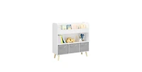 Flynama Kids Bookshelf With 3 Removable Fabric Bins Toy Book Organizer