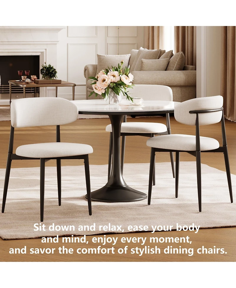 flynama Set of 2 Fabric Metal Dining Chairs, Farmhouse Style Rustic Chairs 250lb Capacity