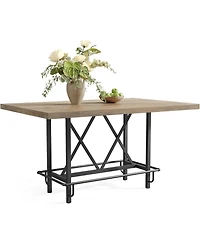 Tribesigns 63-Inch Industrial Bar Table with Metal Footrest, Counter Height Pub Table for Kitchen, Home Bar and Entertaining