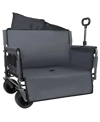 Streamdale Furniture 3-in-1 Convertible Folding Wagon Cart with Bench Seat - 500lbs Capacity