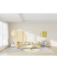 Streamdale Furniture Twin Size Floor Fence Bed with Central Entrance