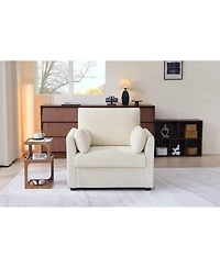 Streamdale Furniture Corduroy Accent Chair with Side Storage Pockets and 2 Pillows