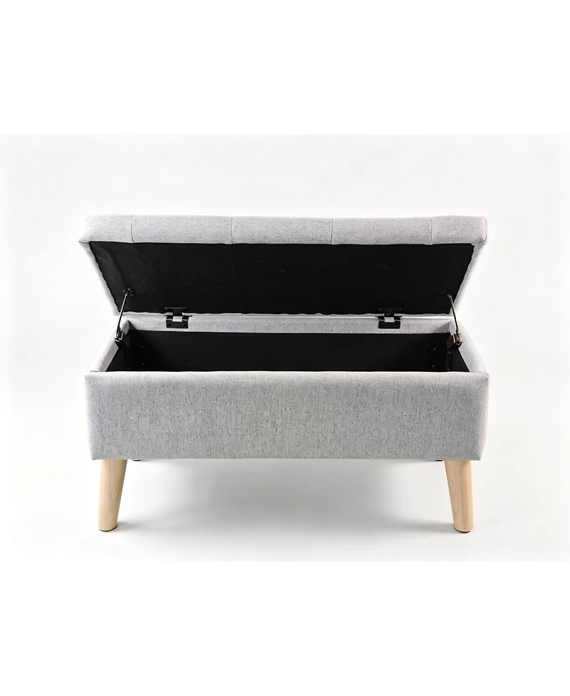 Streamdale Furniture Wide Upholstered Storage Ottoman Bench with Built-in Tray
