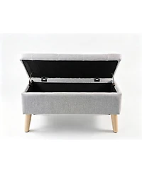 Streamdale Furniture Wide Upholstered Storage Ottoman Bench with Built-in Tray