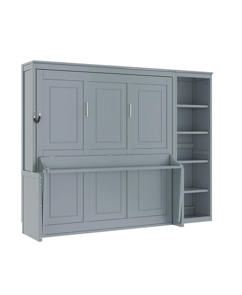 Streamdale Furniture Queen Size Murphy Bed with Desk and Bookshelf