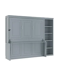 Streamdale Furniture Queen Size Murphy Bed with Desk and Bookshelf
