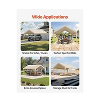 Sugift Carport Replacement Canopy Garage Top Tarp Uv Resistant Waterproof Ball Bungees