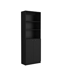 flynama Modern 2 Door Bookcase with Multi Tier Storage Shelves