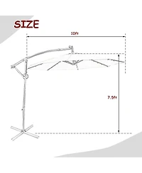 Sugift 10 feet 360degree(s) Rotation Solar Powered Led Patio Offset Umbrella without Weight Base