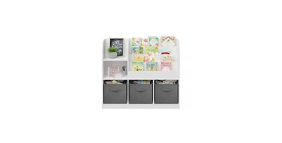Flynama Kids Bookcase with 3 Fabric Drawers, Mdf Toy Storage Organizer