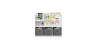 Flynama Kids Bookcase with 3 Fabric Drawers, Mdf Toy Storage Organizer