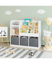 Flynama Kids Bookcase with 3 Fabric Drawers, Mdf Toy Storage Organizer