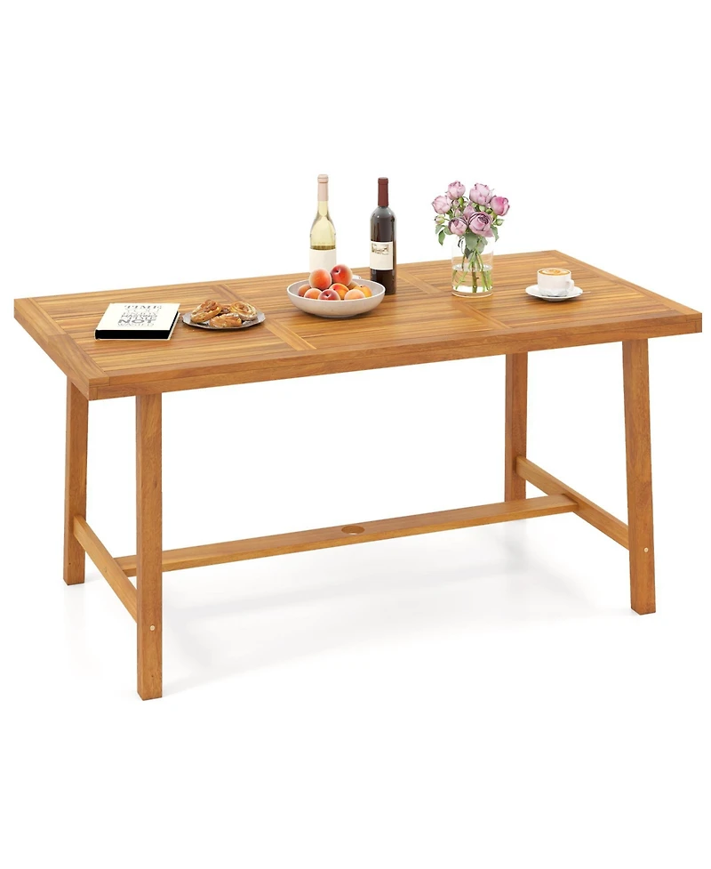 Sugift Acacia Wood Dining Table for 6 People Heavy-Duty Indoor Outdoor