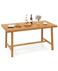 Sugift Acacia Wood Dining Table for 6 People Heavy-Duty Indoor Outdoor