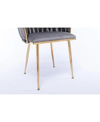 Streamdale Furniture Modern Velvet Dining Chairs with Gold Legs, Set of 2