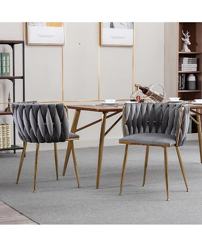 Streamdale Furniture Modern Velvet Dining Chairs with Gold Legs, Set of 2
