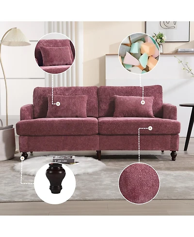 Streamdale Furniture Mid-Century Modern Chenille 2-Seater Loveseat Sofa