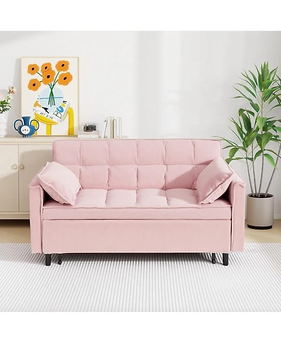 Streamdale Furniture Corduroy Modular Sleeper Sofa with Pull Out Bed