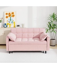 Streamdale Furniture Corduroy Modular Sleeper Sofa with Pull Out Bed