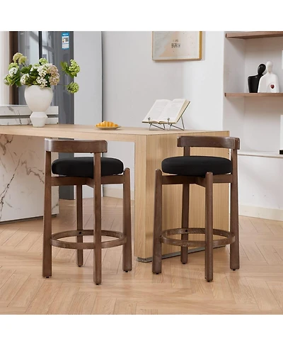 Streamdale Furniture Set of 2 Mid-Century Modern Swivel Counter Stools, 26" Seat