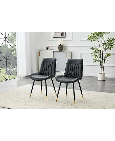 Streamdale Furniture Set of 2 Tech Fabric Dining Chairs with Metal Legs
