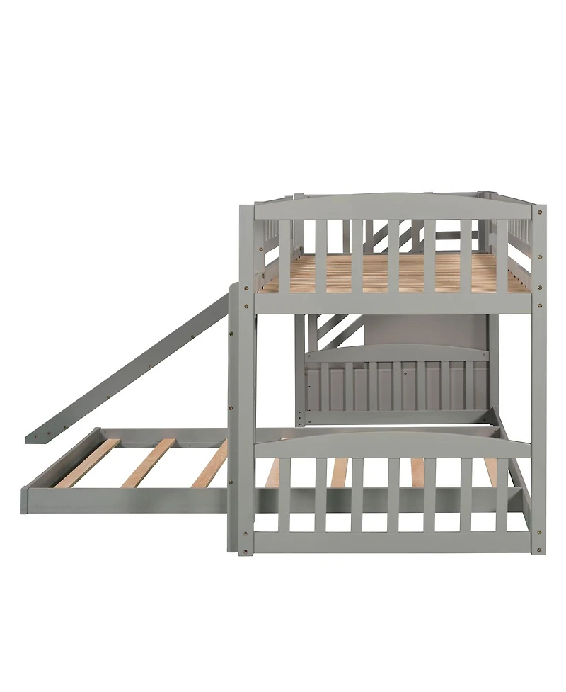 Streamdale Furniture Twin over Twin Bunk Bed with Slide and Two Drawers