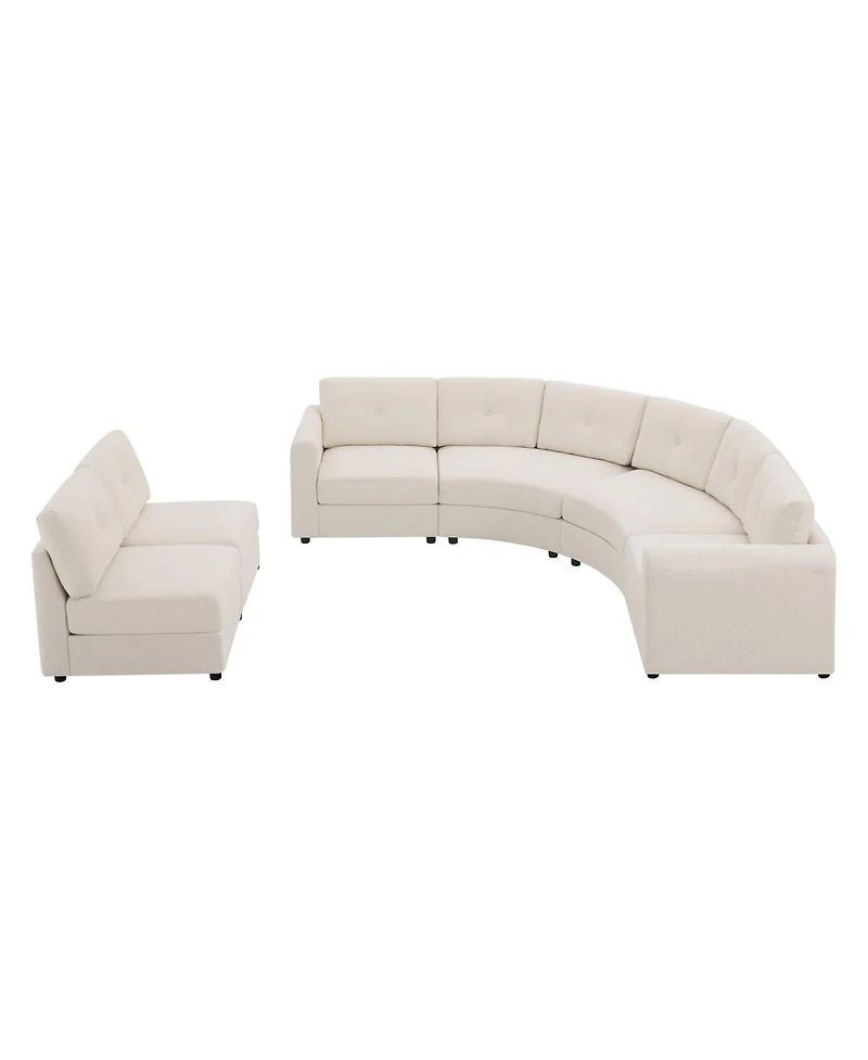 Streamdale Furniture -Piece Upholstered Curved Modular Sectional Sofa with Button Tufted