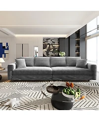 Streamdale Furniture 102.4" Modern Plush Corduroy 4-Seat Cloud Sofa with Movable Ottoman