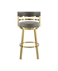 HomeRoots 26" Faux Leather and Stainless Steel Low Back Counter Height Swivel Bar Chair