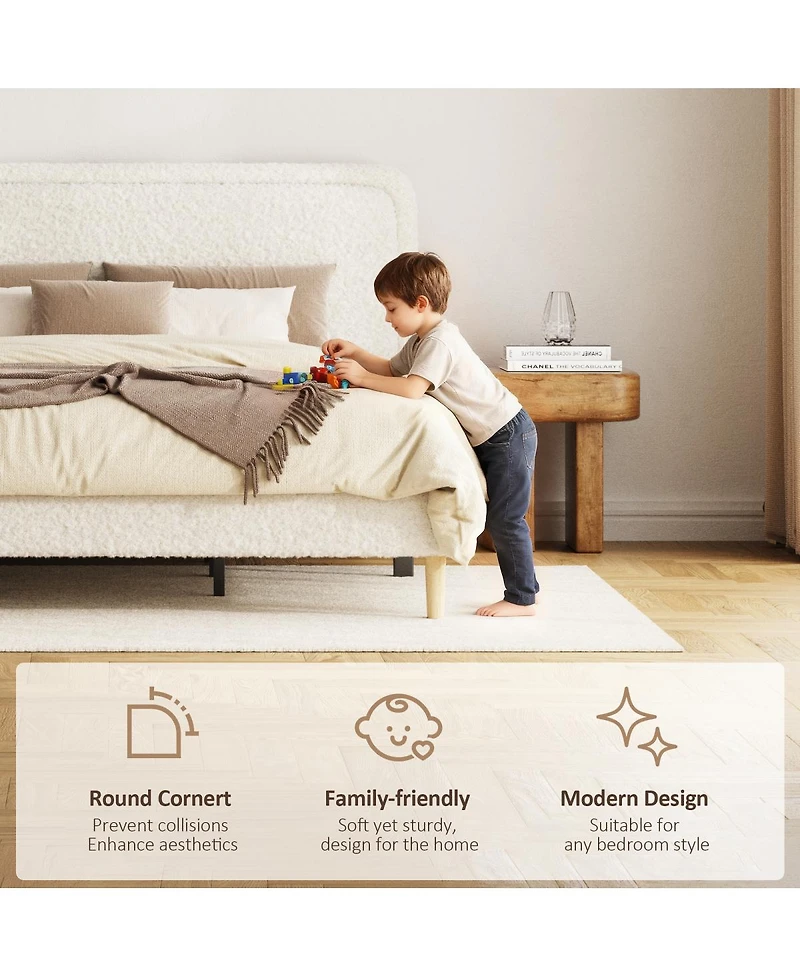 Streamdale Furniture Plush Upholstered King Platform Bed with Adjustable Headboard